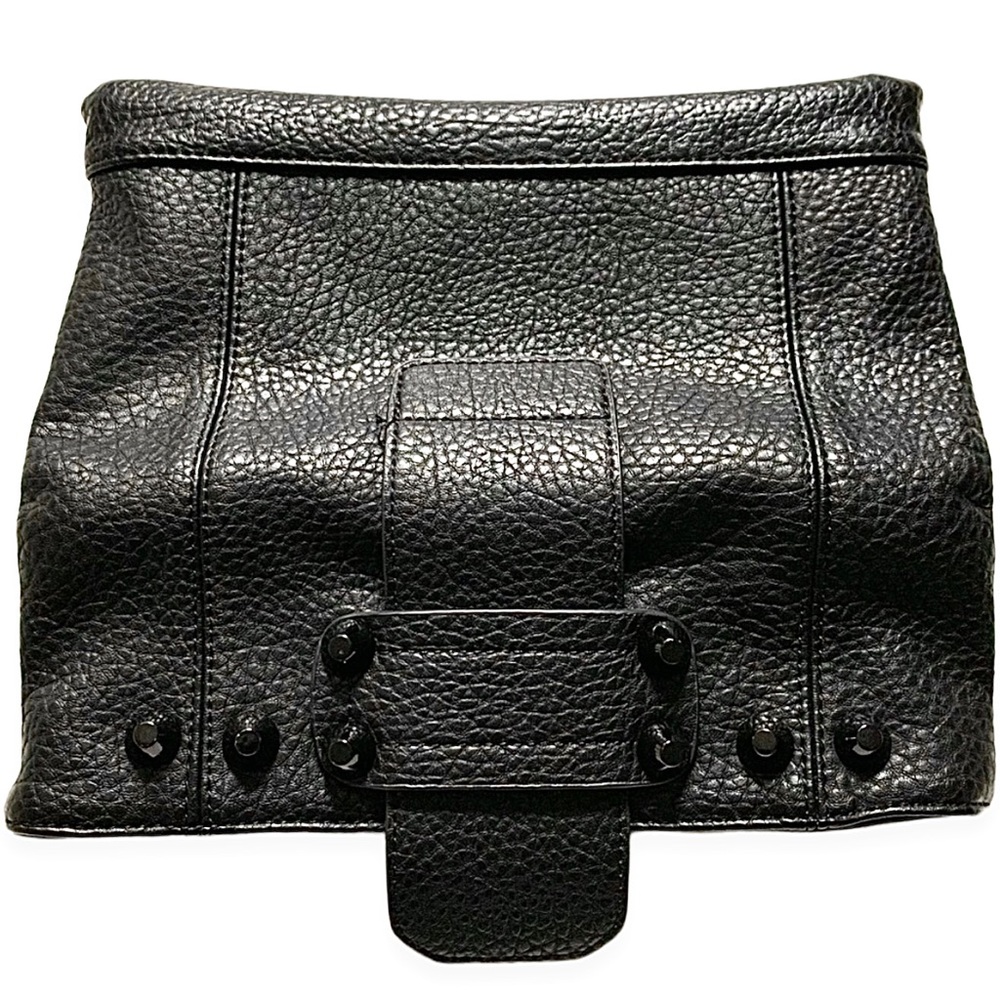 Black Leather Gunmetal Rivets Clutch Crossbody Bag NWOT - Picture 11 of 14